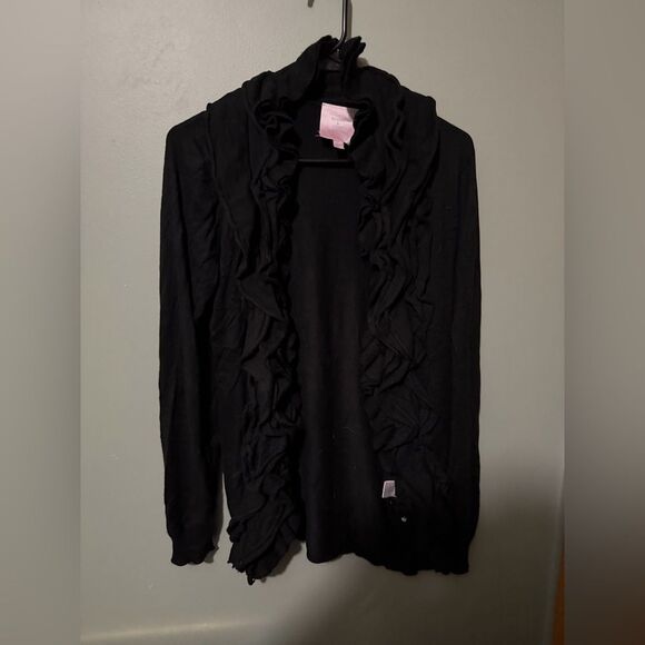 Romeo & Juliet Couture Open Front Ruffle Sweater Size L NWT M Black - Picture 3 of 7